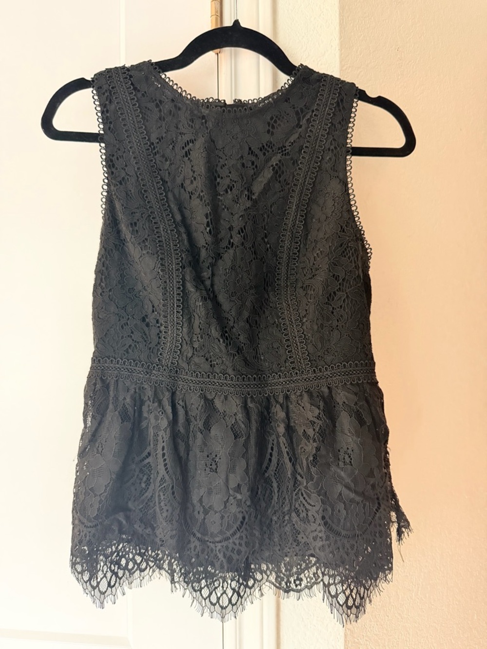 White House Black Market Black Lace Peplum Camisole